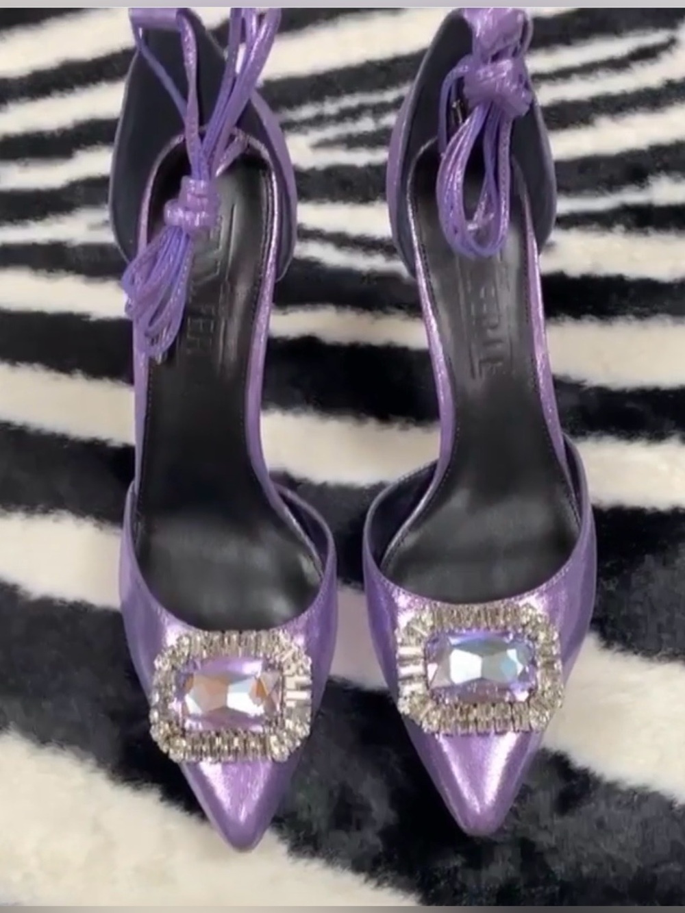 Jennifer Le Purple Pointed Toe Embellished Women's Heels